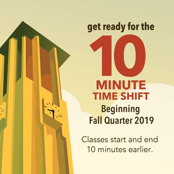 10 minute time shift beginning Fall quarter 2019